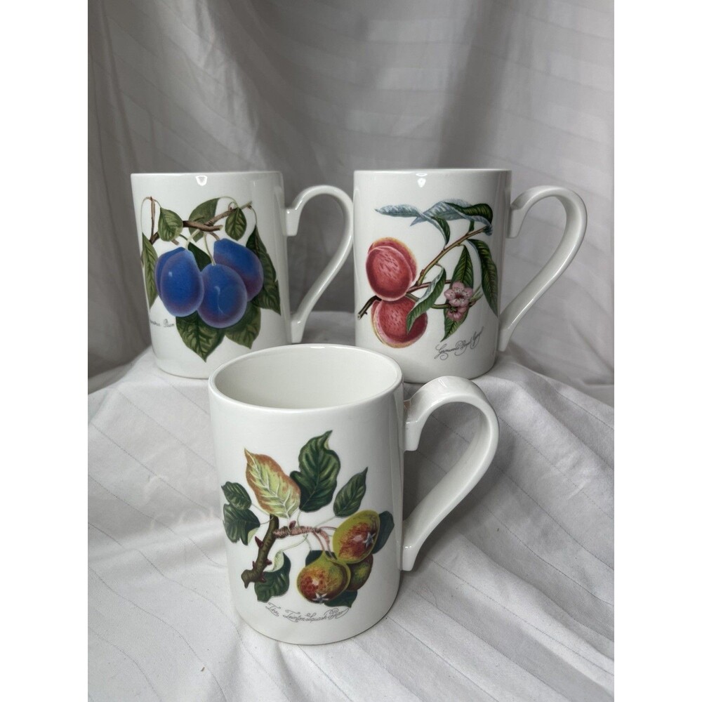 Three Pomona Coffee Tea Mug Fruit Portmeirion - holds 12 Oz
